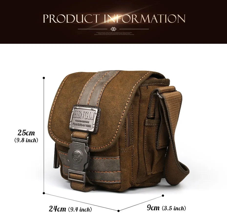 Men Canvas Shoulder Bags Leisure Wear Resistant Retro Cross Messenger Bag Unisex Casual Fashion Bag