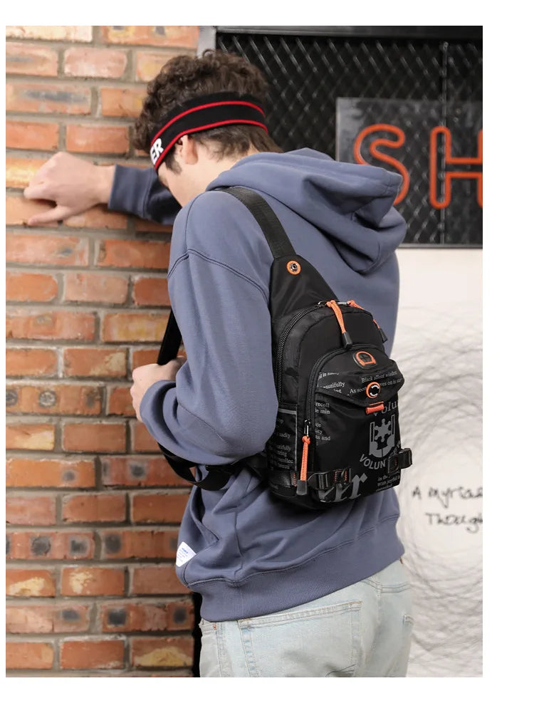 Men Shoulder Chest Pack Cross body Bag Mini Nylon Rucksack Waterproof Travel  Male Sling Backpack Messenger Side Bags