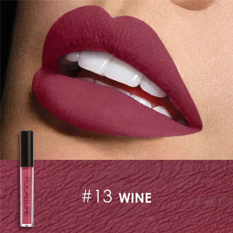 FOCALLURE Waterproof Liquid Lipstick Batom Red Velvet Lip Tint Brown Nude Matte Colourful Lipstick Makeup Cosmetics Maquiagem