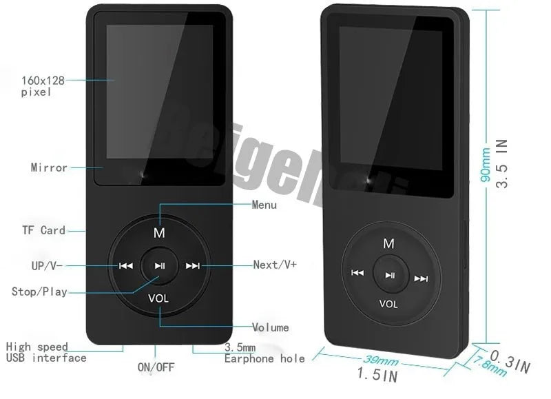 100% Original RUIZU X02  MP3 Player  With 1.8 Inch Screen Can Play 100 hours, 8gb With FM,E-Book,Clock,Data music player