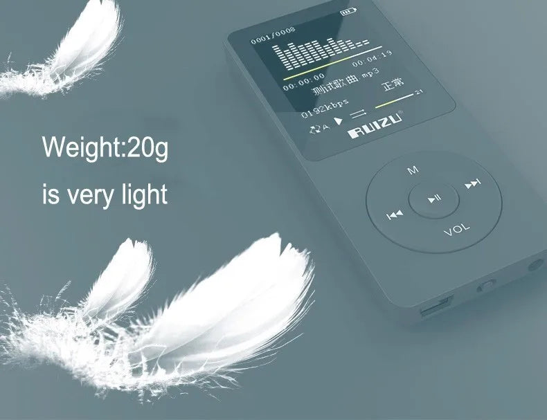 100% Original RUIZU X02  MP3 Player  With 1.8 Inch Screen Can Play 100 hours, 8gb With FM,E-Book,Clock,Data music player