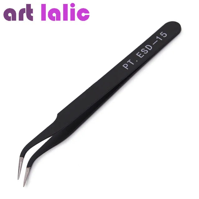 Antistatic Black Manicure Tool Acrylic Gel Nail Art Rhinestones Sequins Paillette Picking Nipper Tweezers HOT