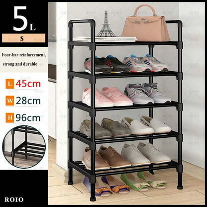 Simple Shoe Rack Metal Shoe Shelf Footwear Shoe Rack Living Room Space Saving Shoes Organizer Stand Holder Black Shoe Shelf