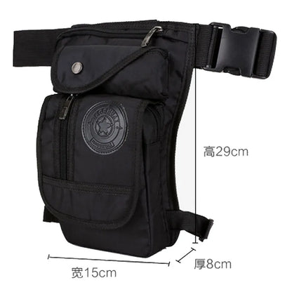 Men Waterproof Nylon Drop Leg Bag Fanny Waist Pack Thigh Belt Hip Bum   Motorcycle Riding Multi-purpose Pouch