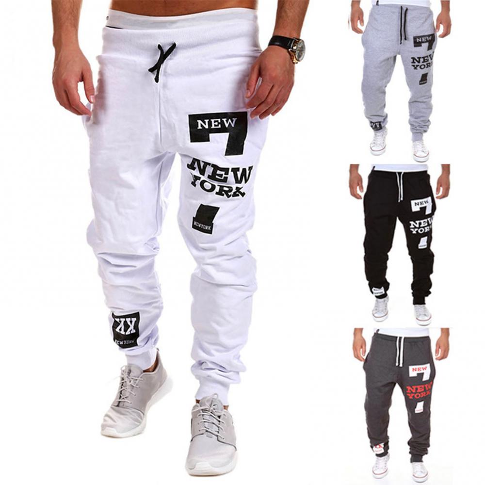 Autumn Winter Pants Men Casual Jogger Number 7 Printed Letter Drawstring Sweatpants Trousers Pants Jogging Pants Streetwear