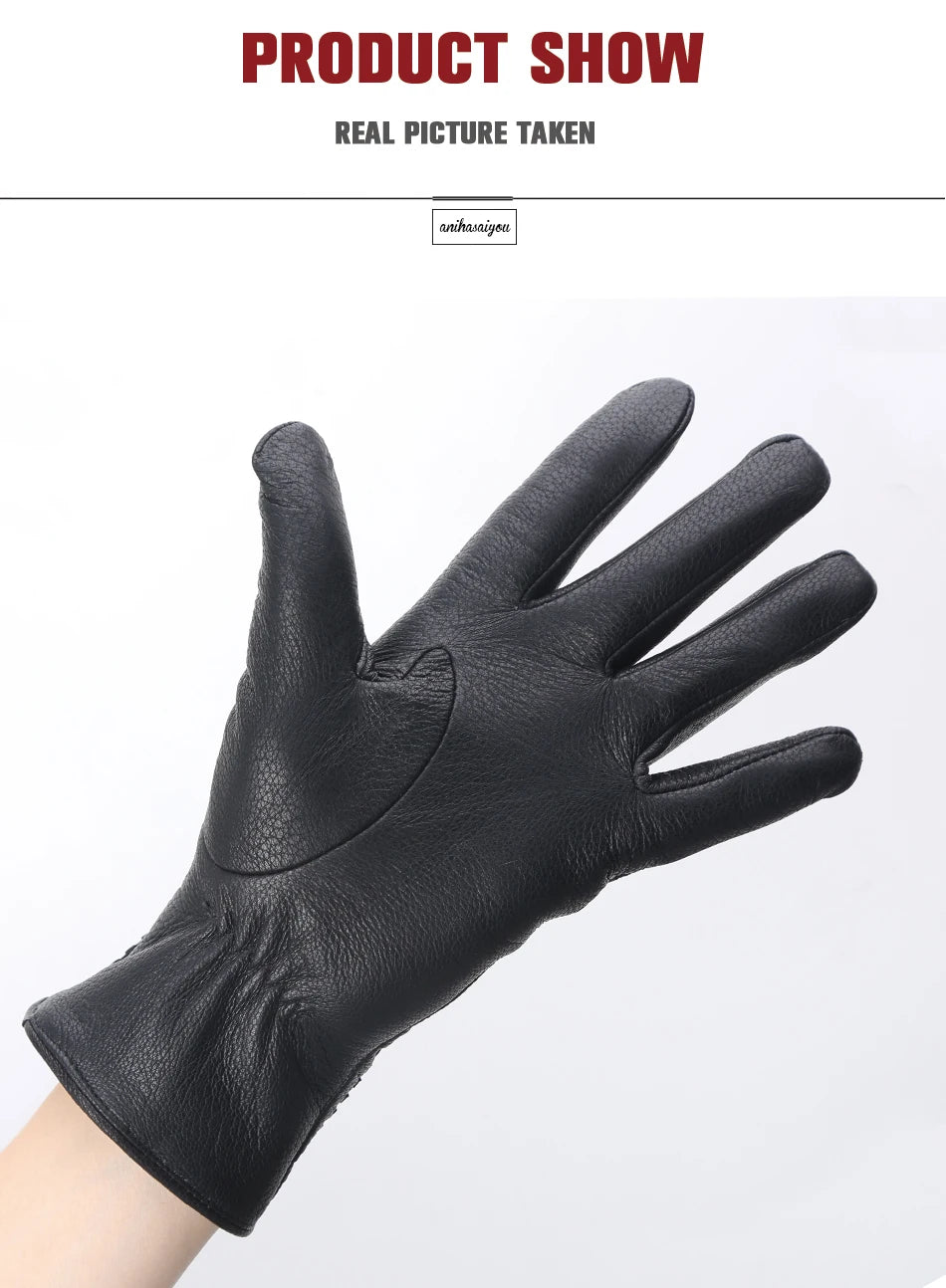 Fashion Buckskin real women's leather gloves,Comfortable warm women's winter gloves Cold protection gloves for women - 2265