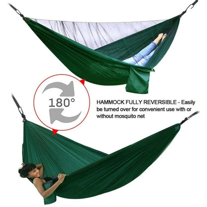 Camping Hammock with Bug Net and Rainfly Tarp,118x118in Portable Waterproof and UV Protection Hammock Tent for Indoor, Outdoor