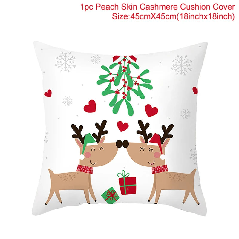 45cm Christmas Cushion Cover Navidad Merry Christmas Decorations For Home 2024 Xmas Noel Cristmas Ornaments New Year Gifts 2025