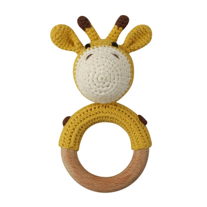 1pc Baby Teether Safe Wooden Toys Mobile Pram Crib Ring DIY Crochet Giraffe Deer Rattle Soother Product