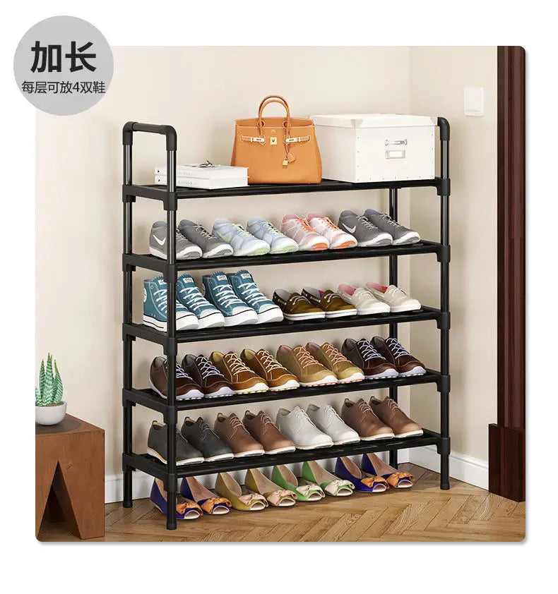 Simple Shoe Rack Metal Shoe Shelf Footwear Shoe Rack Living Room Space Saving Shoes Organizer Stand Holder Black Shoe Shelf