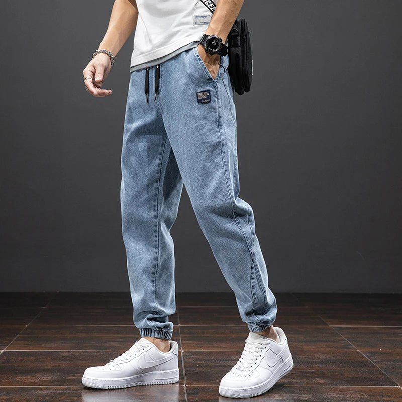 Spring Summer Black Blue Cargo Jeans Men Streetwear Denim Jogger Pants Men Baggy Harem Jean Trousers Plus Size