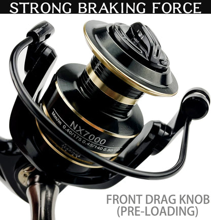 High-Quality Metal Spool Saltwater 5.2:1/4.7:1 High Speed Reel Waterproof Suitable for Pike Fishing 2000-7000Sreies