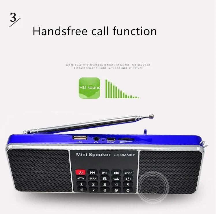 EONKO L-288AMBT Super Bass Stereo Bluetooth AM FM Radio TF USB AUX Handsfree Lock Button