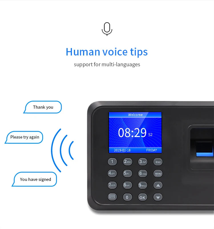 YK&SCAN Biometric Fingerprint Time Attendance Clock Recorder Employee Recognition Device Electronic