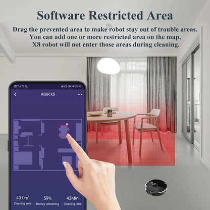 Robot Vacuum Cleaner ABIR X8,Laser Lidar,6500pa Suction,Multi-Floor Map,UV Lamp,TOF Wisdom,APP Restricted Area,Smart Home Mop