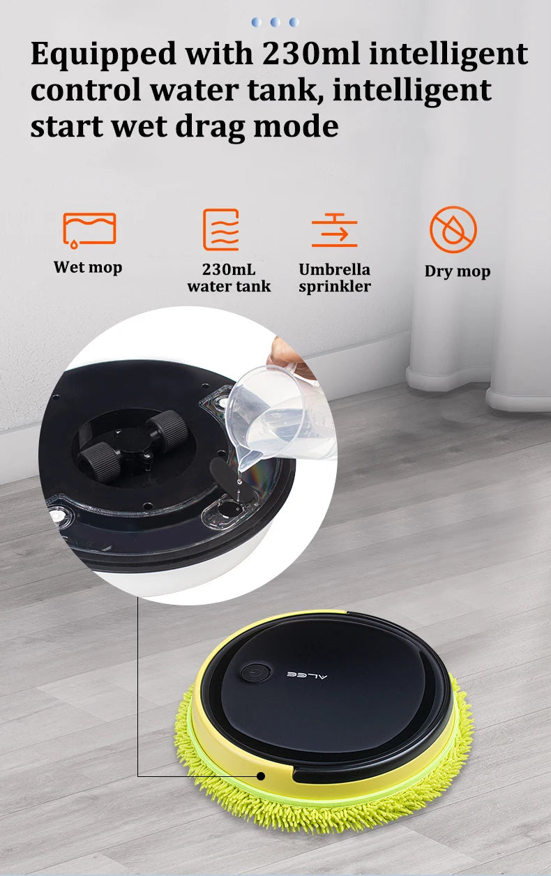 ALEE Mopping Robot Sweep Cleaner 4000mAh 230 mL Water Tank 300 Minutes Dry and Wet Washing Cloth Scrubber Machine For Floor