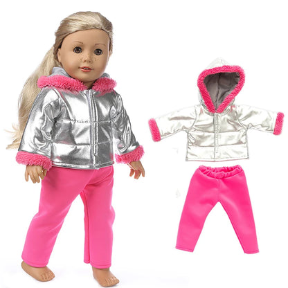 Winter clothes For 18 inch American Girl Doll Jackets+Pants and Doll accessories Children best Gift (Shoes are not included)