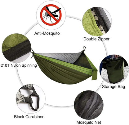 Camping Hammock with Bug Net and Rainfly Tarp,118x118in Portable Waterproof and UV Protection Hammock Tent for Indoor, Outdoor