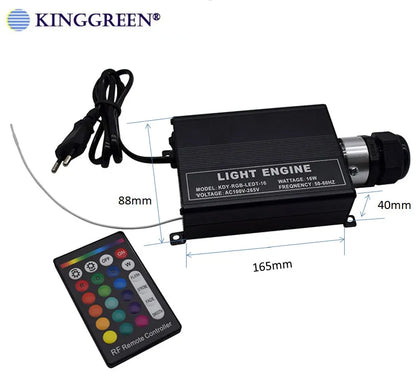 1X High Brightness RGB LED lighting 16W fiber optic light engine with 24key RF remote controller