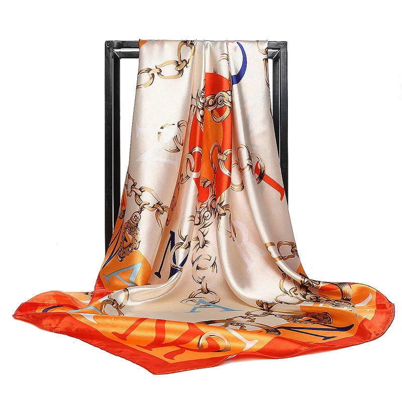 90*90cm Luxury quality silk spring autumn women new printing scarves fashion sunscreen large size shawl tourism seaside muffler