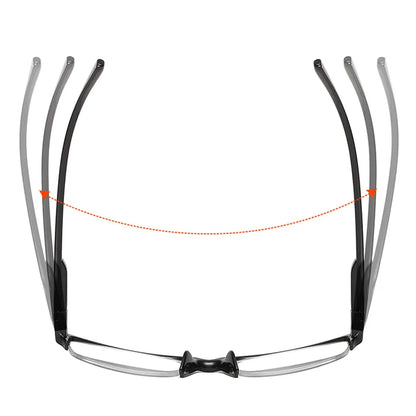 Square Half Frame Reading Glasses Men Resin Clear Magnifying Presbyopic Glasses Black  +75 125 175 225 275 325 375