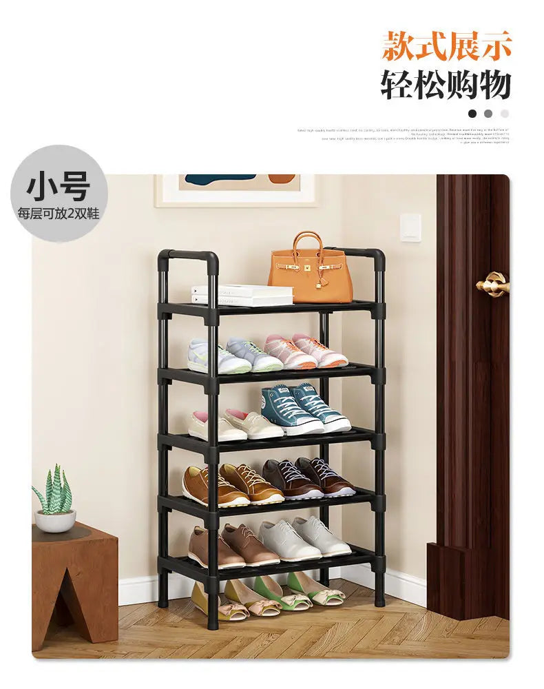 Simple Shoe Rack Metal Shoe Shelf Footwear Shoe Rack Living Room Space Saving Shoes Organizer Stand Holder Black Shoe Shelf