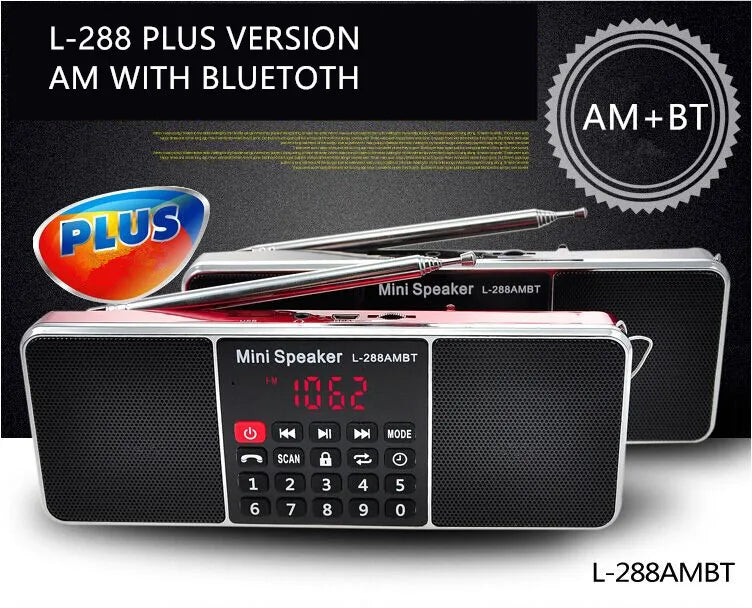 EONKO L-288AMBT Super Bass Stereo Bluetooth AM FM Radio TF USB AUX Handsfree Lock Button