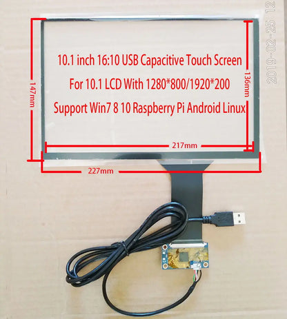 10.1/11.6/12.5/13.3/14/15.6/16 Inch USB Capacitive Touch Screen Sensor Digitizer Glass10Fingers Raspberry Pi Windows Hand Writer