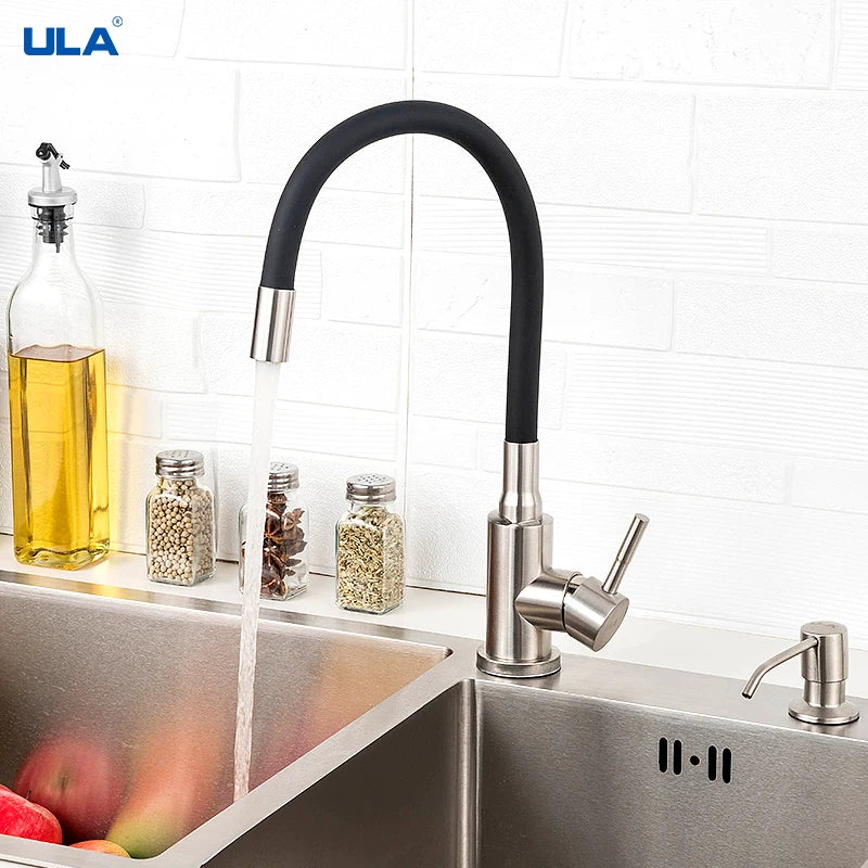 ULA Stainless Steel Kitchen Faucet Kitchen Sink Faucet Hot Cold Water Sink Mixer Tap Colorful Hose Tap Crane Torneira