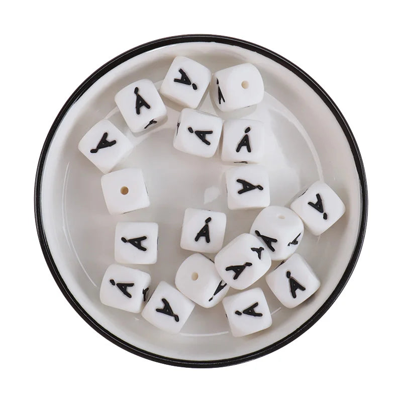 20pcs Baby Silicone Beads French Alphabet Silicone Letters BPA Free Baby Goods Chewing Beads For Teething Necklace 12mm