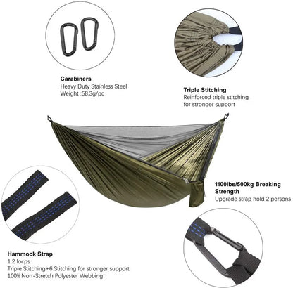 Camping Hammock with Bug Net and Rainfly Tarp,118x118in Portable Waterproof and UV Protection Hammock Tent for Indoor, Outdoor