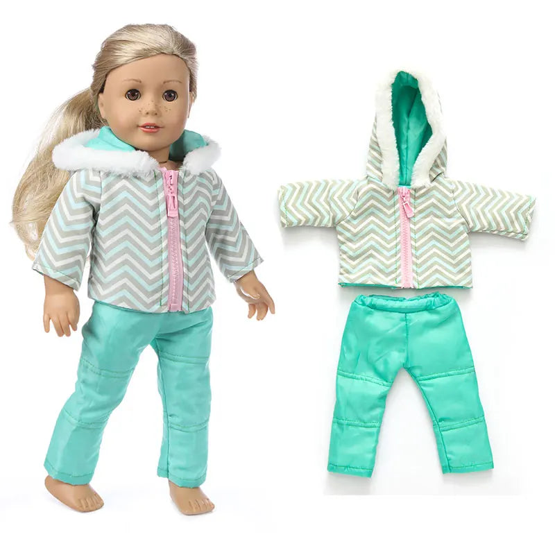 Winter clothes For 18 inch American Girl Doll Jackets+Pants and Doll accessories Children best Gift (Shoes are not included)