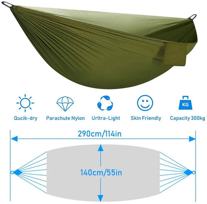 Camping Hammock with Bug Net and Rainfly Tarp,118x118in Portable Waterproof and UV Protection Hammock Tent for Indoor, Outdoor