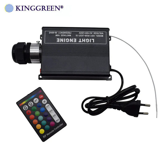 1X High Brightness RGB LED lighting 16W fiber optic light engine with 24key RF remote controller