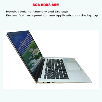 14inch Student Cheap Laptop 6GB RAM 64GB/128GB/512GB SSD HD Cam WiFi Bluetooth  Windows 10 Notebook Computer