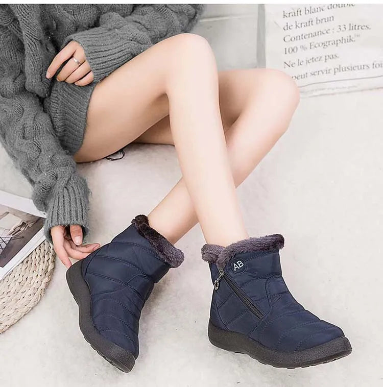 Snow Women Boots Comfortable Women's Boots Waterproof Women Shoes Zipper Shoes Woman Soft Fur Women's Winter Boots Botas Mujer