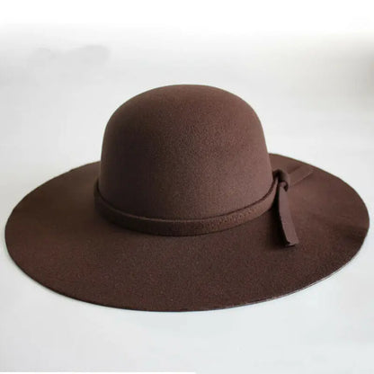 Wide Large Brim Wool Felt Cap Summer Beach Women GIrl Lady Travel Floppy Beach Sun Hat Foldable Black Red Camel