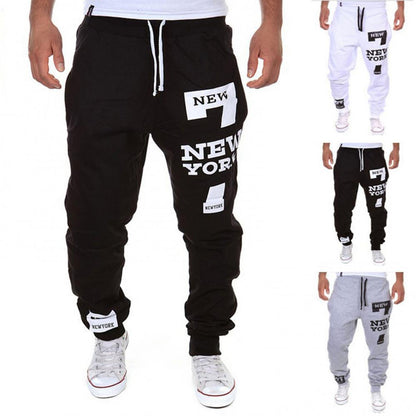 Autumn Winter Pants Men Casual Jogger Number 7 Printed Letter Drawstring Sweatpants Trousers Pants Jogging Pants Streetwear