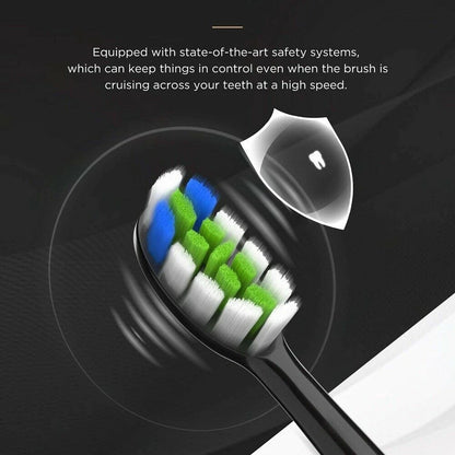 Fairywill P11 Sonic Whitening Electric Toothbrush Rechargeable USB Charger Ultra Powerful Waterproof 4 Heads and 1 Travel Case