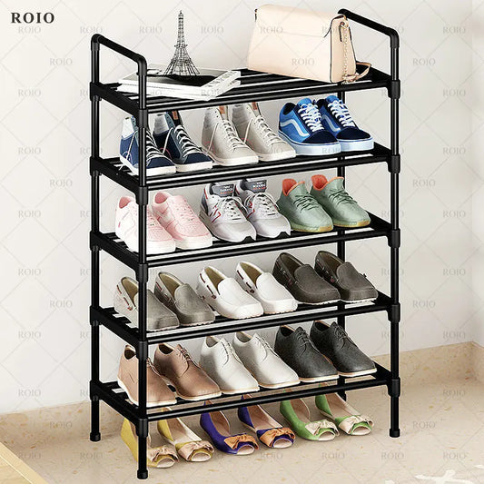 Simple Shoe Rack Metal Shoe Shelf Footwear Shoe Rack Living Room Space Saving Shoes Organizer Stand Holder Black Shoe Shelf