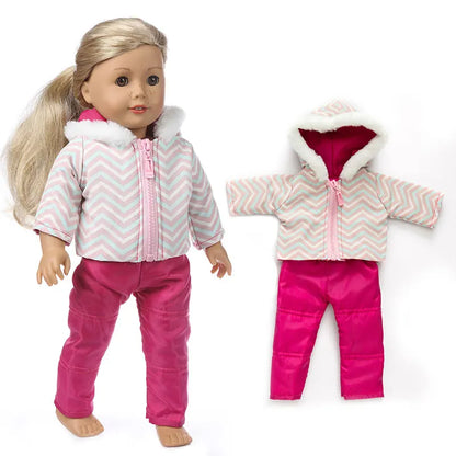 Winter clothes For 18 inch American Girl Doll Jackets+Pants and Doll accessories Children best Gift (Shoes are not included)