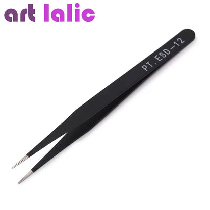 Antistatic Black Manicure Tool Acrylic Gel Nail Art Rhinestones Sequins Paillette Picking Nipper Tweezers HOT