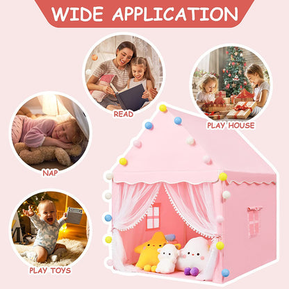 Kids Tents Baby Play House Children Toy Tent 1.35M Wigwam Folding Girl Princess Castle Child Room Decor Birthday Christmas Gifts