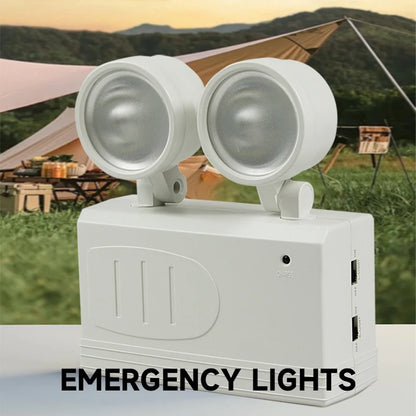 LED Double Head Fire Emergency Light Adjustable Wall-mounted Emergency Lamps Bright Rechargeable Outdoor Camping Lantern