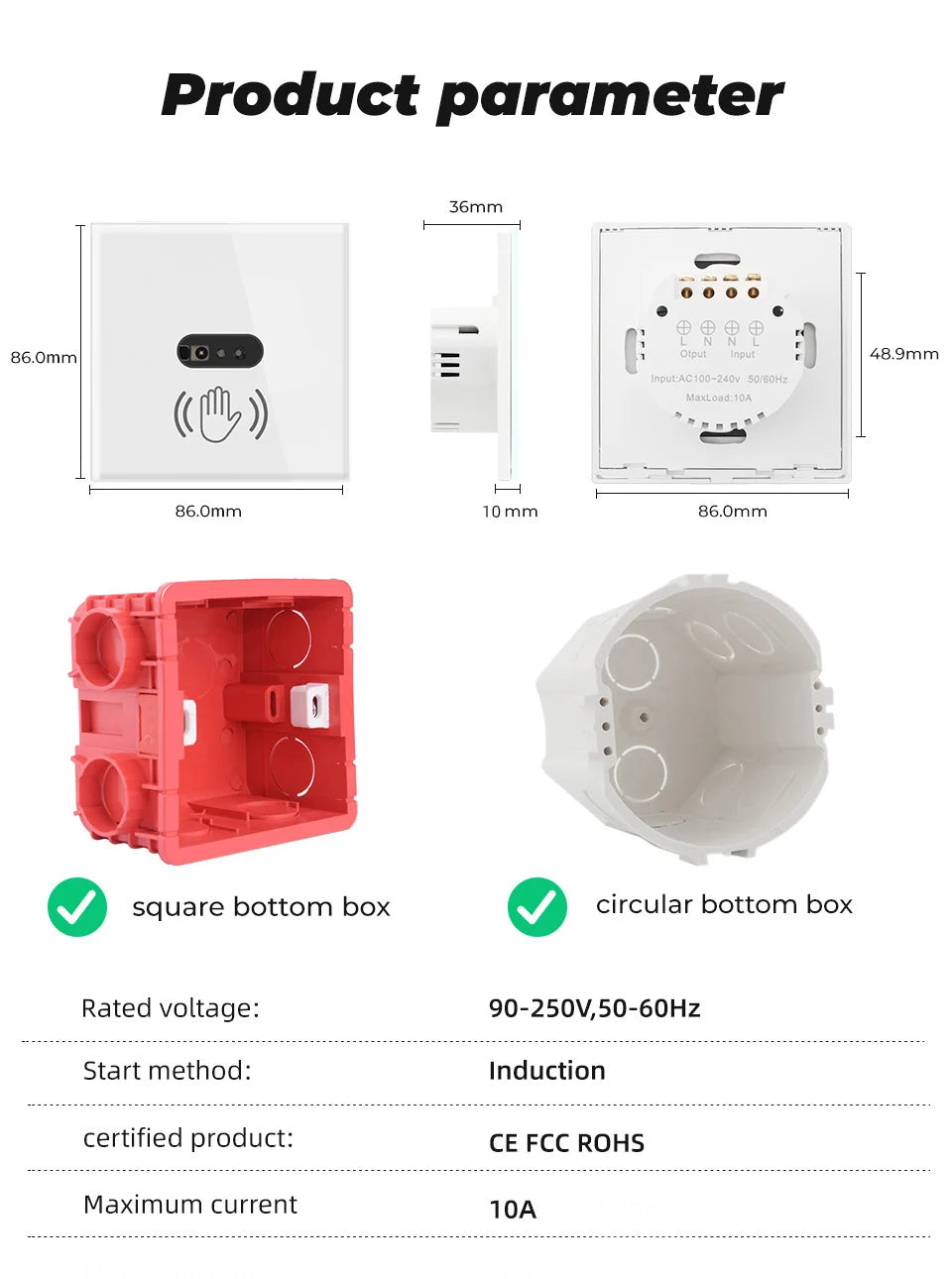 Infrare Wall Smart Light Switch IR Sensor No Need Touch EU Glass Screen Panel Switch Electrical Power On Off Lamp