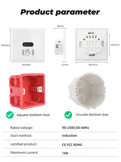 Infrare Wall Smart Light Switch IR Sensor No Need Touch EU Glass Screen Panel Switch Electrical Power On Off Lamp