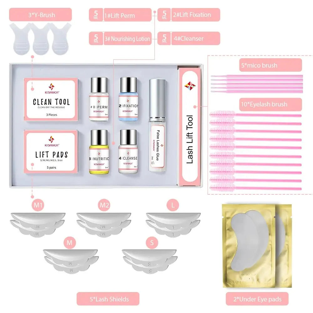 ICONSIGN Upgrade Version Lash Lift Kit Lifting Eyelashes Lasting 6-8 Weeks Calia Perm Eyelash Enhancer Makeup Tools