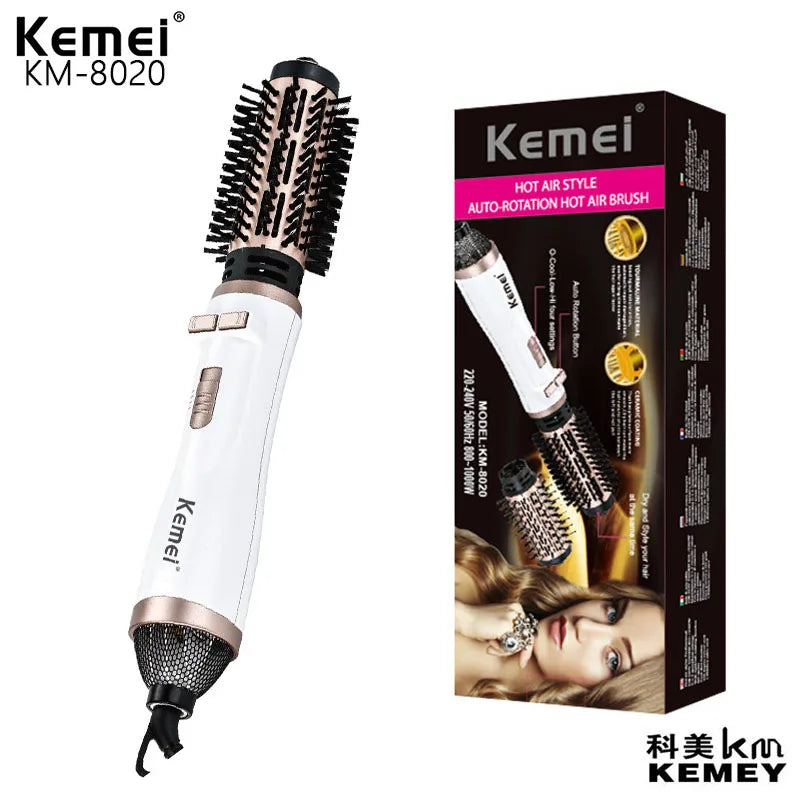 Kemei KM-8020 Adjustable Multifunctional Electric Hair Dryer Curling Comb Temperature Fast Heating Seche Cheveux Professionnel