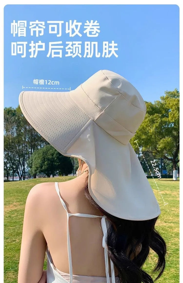 Outdoor Sun Bucket Hat for Women Girls Fishing Hat Wide Brim Bucket Hat with Neck Cover 50+ UPF Protection Safari Cap