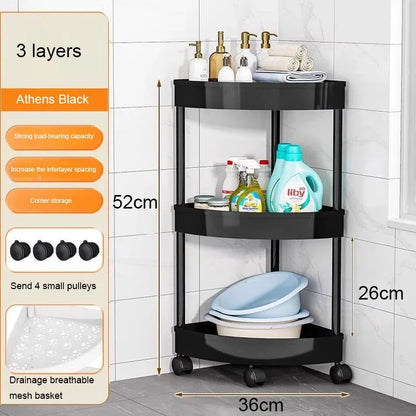 3/4/5 Tier Trolley Organizer Kitchen Gap Storage Rack Triangle Bathroom Storages Racks Bathroom Shelf Corner Storages Cabinet